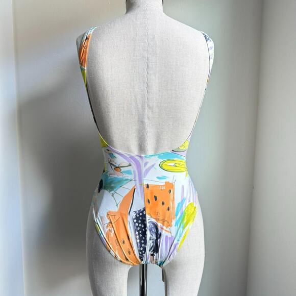Gottex Vintage 90s One Piece Swimsuit Made in Israel Size 6 - Picture 3 of 8